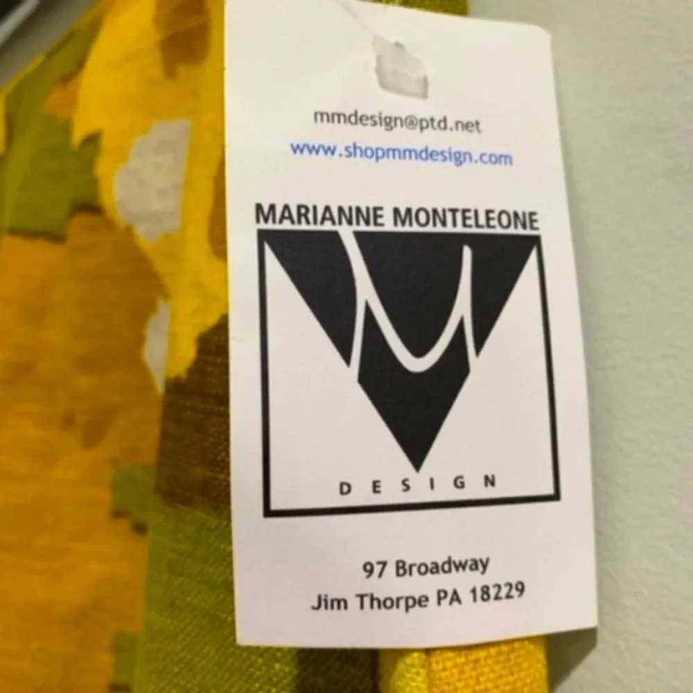 NWT Marianne Monteleone Retro Abstract Print Skirt Yellow Green Linen Blend —S